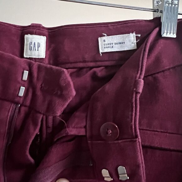 Maroon Work Trousers Curvy Skinny Ankle Size 6 - Picture 4 of 6